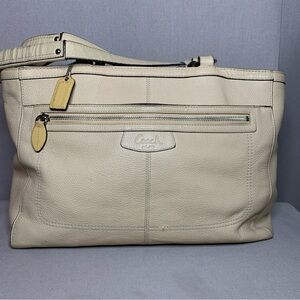 Vintage Y2K Coach Penelope Large Multi Tote Beige Pebble Leather